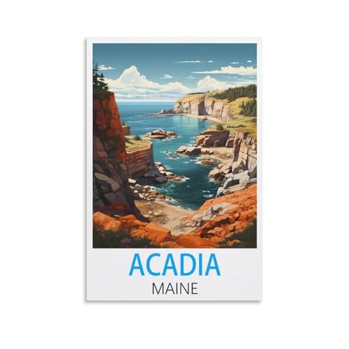 Impression sur toile Acadia Maine grand format poster voyage vintage