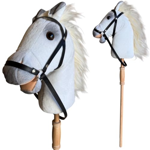 Image of Nature Bound Plush Handcrafted Hobby Horse Stick Pony Provides Fun Pretend Play for Toddlers, 36-Inch with Sound Effects (White)