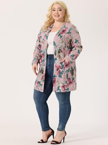 Image of Agnes Orinda Women's Plus Size Lightweight Cardigan Casual Soft Long Sleeve Floral Knit Cardigans with Pockets