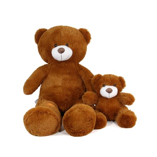 SRANWOW 2-in-1 Teddy Bear Plush Set, 39.4 inch Large & 17.7 inch Small, Stuffed Animal with Hidden Storage (Dark Brown) by SRANWOW - Used condition - Image 2