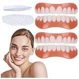 2 Paare Zähne Veneers, Sicher und Bequem Kosmetische Lächeln Zähne Furniere Obere und Untere mit Thermal Klebend Perlen für Männer Frauen Vorübergehenden Behebung Von Zahnproblemen