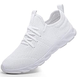 Damyuan Scarpe da Running Corsa Uomo Ginnastica Camminata Casual Jogging Trekking Tennis TRAI Mesh Basket Outdoor Fitness Sportive Palestra Platform Sneakers Bianco 42 EU
