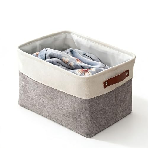 Cestas de almacenamiento para organizar habitaciones pequeñas con tela de lino 4