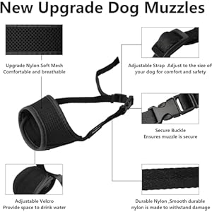   Dog-Mask-Soft-Nylon-German-Shepherd-Mask-for-Medium-and-Large-DogsAir-Mesh-Breathable-Drinkable-Adjustable-Ring-Anti-Drop-Pet-Mask-for-Nipping-Barking-Chewing-Allows-Drinking-and-Panting-Black-L
