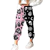 Onsoyours Leinenhose Damen Sommer Große Größen Leinen Hose Druck Freizeithose Mit Taschen Frauen Hosen Jogginghose Loose Bequem Yogahose Haremshosen 1 Rosa XXL
