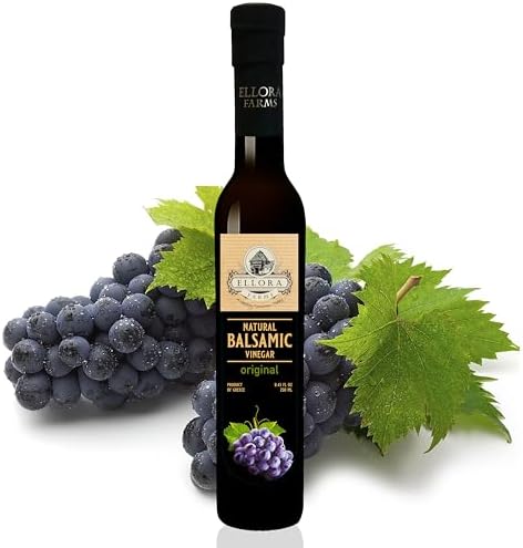 Ellora Farms, Plain Natural Balsamic Vinegar, Award-Winning, Thick and Creamy, No-added Sugars, No-Preservatives, Glass Bottle, 8.45 oz., Pack of 1