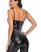 PICK YOUR LOOK Women's Sexy Faux Leather Jumpsuit, One Piece Back Zipper Bodycon
