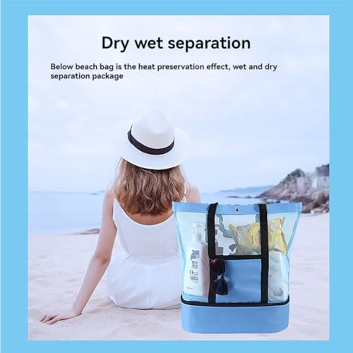 NCDUANSAN Beach bag with insulated cooler, 2-in-1 mesh beach bag, large durable travel bag, environmentally friendly handbag4