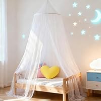 Wnqou Mosquito Net for Bed, Large Dome Canopy Mosquito Net for Single/Double Bed, Girls Room Drcor,Easy Installation for Travel and Home (White)