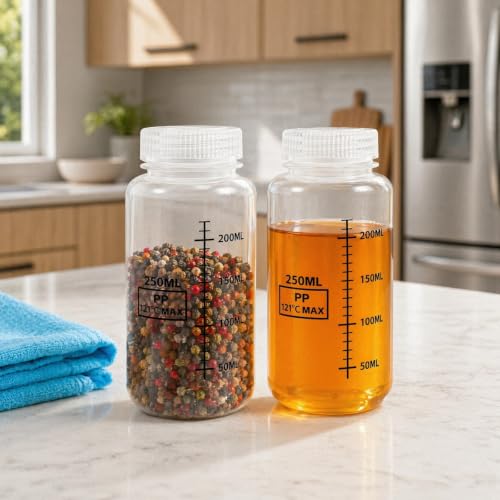 HINATDD 4 Bouteilles Laboratoire Plastique Graduées Col Large – vue 9