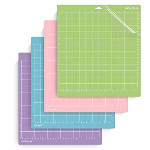 Lot de 4 tapis de découpe pour Cricut Maker/Explore Air 2/Air/One - Collants - Antidérapants - Flexibles - Filet grillagé - Accessoires de rechange - Tapis en vinyle Craft - 30 x 30 cm - Violet Cover