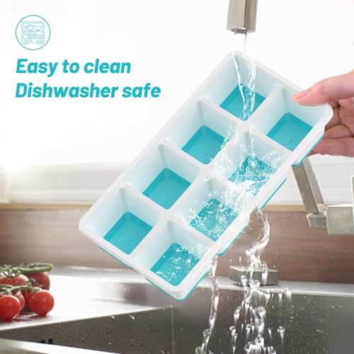 VEHHE 2-Pack Large Ice Cube Trays with Lids for Easy Drink Preparation