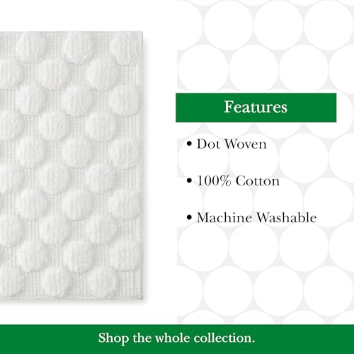 kate spade new york Dotted Woven Bath Rug, 21 in x 34 in, Absorbent Bath Mat, Slip Resistant, Made from 100% Cotton, Machine Washable, Marshmallow White by kate spade new york - Used condition - Image 2