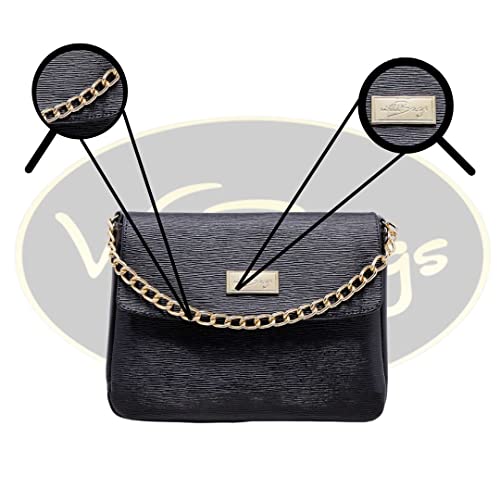 Bolsa Feminina Pequena Com Alça de Mão em Corrente e Transversal Ajustável (Preto)