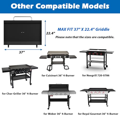 Upgraded Hinged Lid for Blackstone 36 Inch Griddle Grill, Powder Coated Steel Hard Cover Hood with Thermometer Accessories for 36" Blackstone Models 1554 1863 1825 1818 1565 1560 2149 1841 1866 2122 by Outspark - Image 8