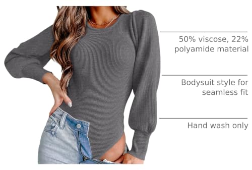 Image of MASCOMODA Womens Puff Long Sleeve Ribbed Sweater Bodysuits