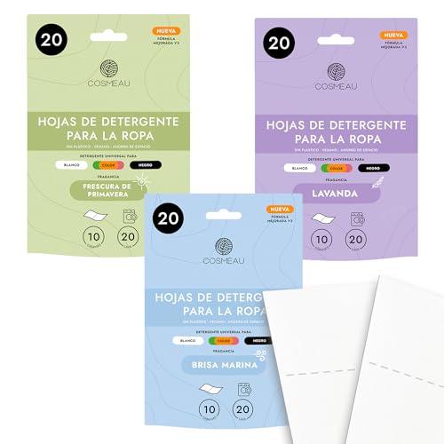 Cosmeau Hojas de Detergente Mix Pack para la Lavadora - Hasta 60 Ciclos de Lavado (30 hojas) - Para...