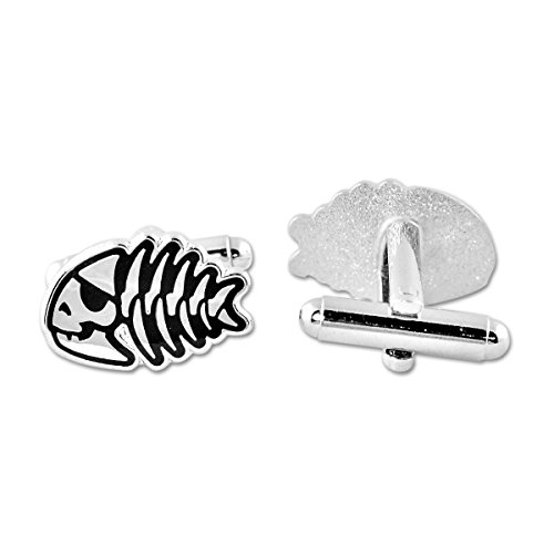 EvolveFISH FSM Jolly Pirate Fish Cufflinks - [Silver][3/4" Wide]