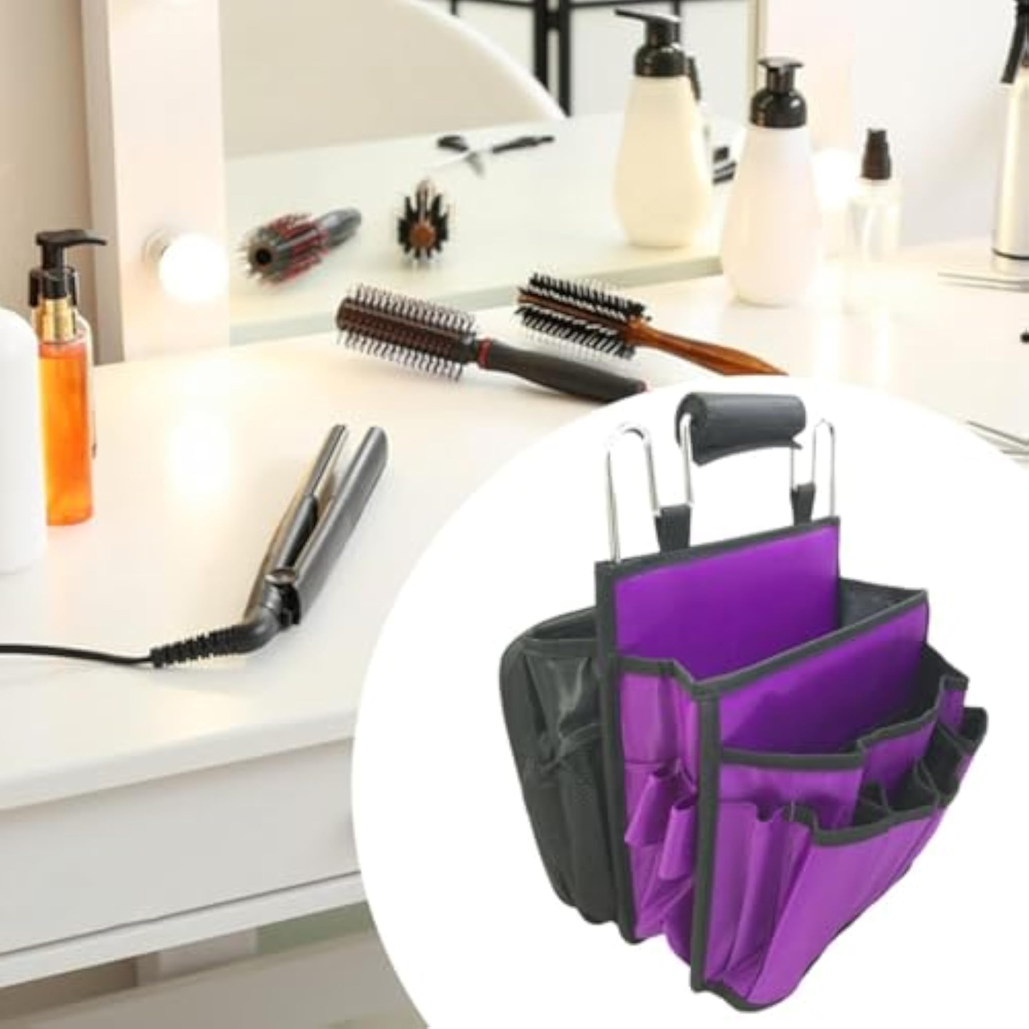 Multifunctional Purple Hairdresser Handbag for Tools Storage