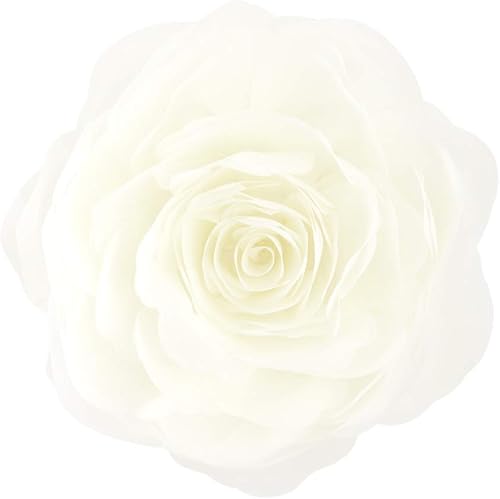 JWH Fundas de almohada hechas a mano con diseño de flores, estéreo, decorativo, floral, funda de almohada redonda, color blanco, para dormitorio,