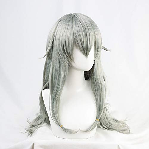 Grass Gray Cosplay Wavy Long Synthetic Hair Anime Lolita Comic Exhibition Halloween Carnival Cosplay Hair COS Ombre Wigs with Bangs
