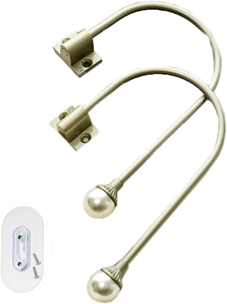 1 Pair Adhesive Curtain Holdbacks Crystal Curtain Tieback Hooks Wall Mounted Metal Curtain Side Holders for Drapes (Black Pearl)