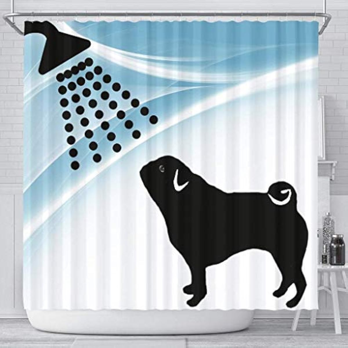 日替わり大特価 Paws With Attitude かわいいパグ犬 お風呂プリントシャワーカーテン 72 68 ペット用品 正規 価格 Littleshopp Com
