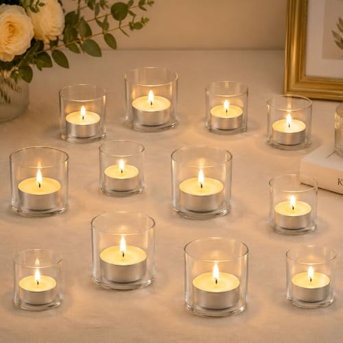 Teelichtgläser Klar 12er Set Teelichthalter Glas Klein für Votivkerzen im Vergleich