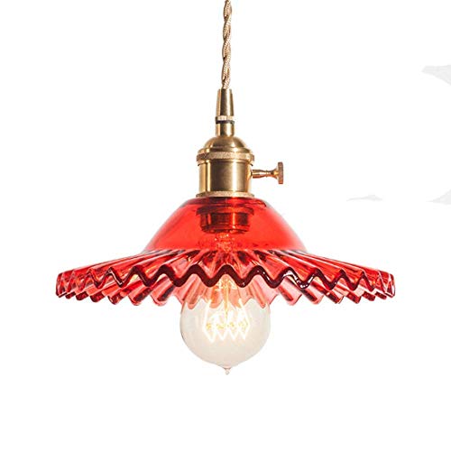 Luminaire suspendu vintage en laiton lustre plafonnier verre E27 chambre