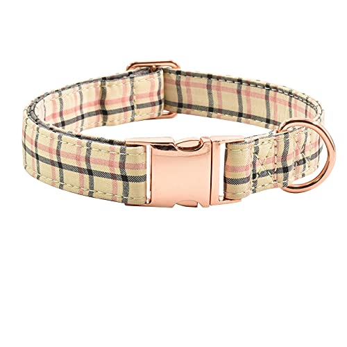 Classic Plaid Dog Collar Metal Buckle, Cute Adjustable Soft Dog Collar Durable Small Medium Large Dogs