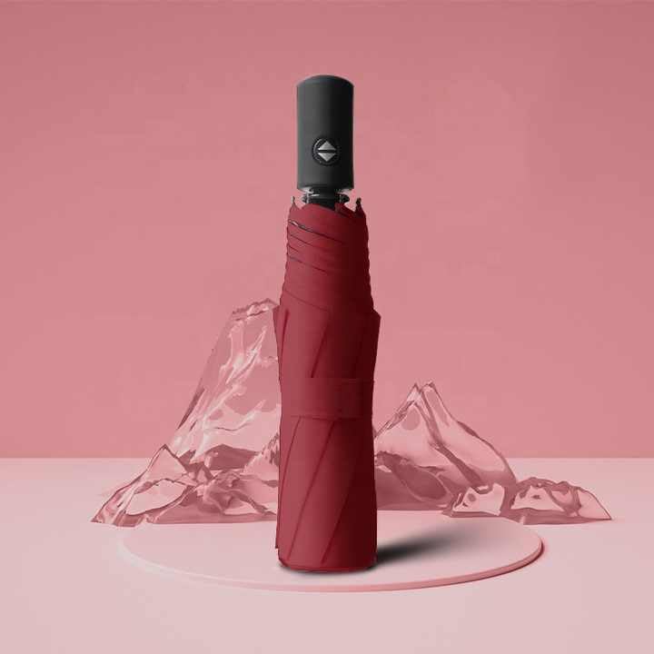 Image of MRTLLOA Automatic Large Size Foldable Umbrella with Travel Cover for Man and women - 3 fold Windproof Umbrella (MAROON)