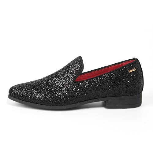 Image of ALLY UNION MAKE FORCE Mens Glitter Loafers Dress Slip on Party Wedding Penny Smoking Sparkly Shoes