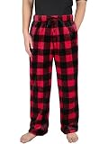 Mens Plush Pajama Pants Soft Flannel Fleece Pajama Lounge Sleep Pant Christmas Plaid Fuzzy Lounge Sleepwear Pj Bottoms