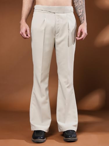 Image of Gurkha Pants for Men | Trouser for Men | Formal Pant | Classic Button | Bell Button High Waist Pleated Casual Trousers | Flared Leg Pants for Office Smart Casual Travel Party
