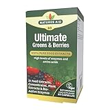 Natures Aid Ultimate Greens & Berries Capsules - Mix of 31 Fruits Berries Vegetables Mushrooms Phytonutrients and Plant Bioactive Enzymes & Amino Acids - Vegan Vegetarian Gluten Free - 60 Supplements