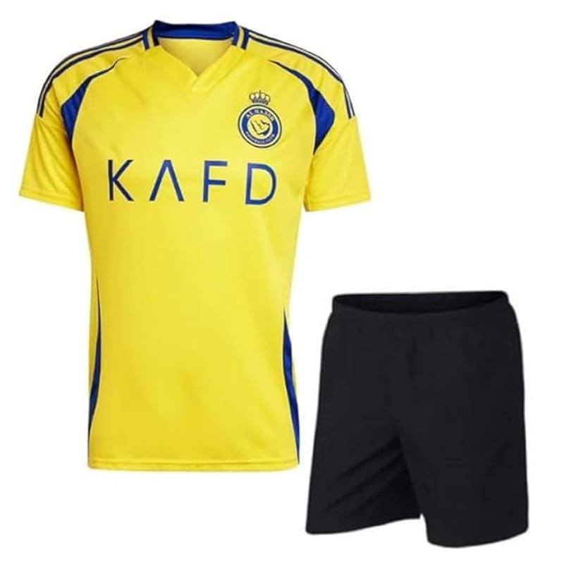 Image of AL Nasser Away Football Club Team Jersey with Black Shorts 2023-24 for Boys and Men