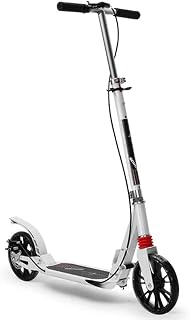 MERTNK Adult scooters,Adult Kick Scooter with Big Wheels and Disc Handbrake, Foldable Dual Suspension Commuter Scooter, Height Adjustable, Max Load 220lbs (Color : White)