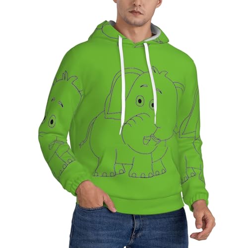 Sweat à capuche imprimé éléphant blanc en polaire douce pour homme