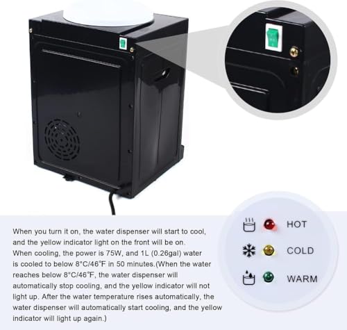 Top Loading Mini Countertop Water Cooler Dispenser - 3 Temperature Settings (Hot/Cold/Room) with Child Safety Lock for Office & Home,01 - Image 7