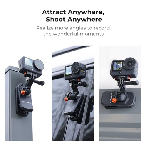 K&F CONCEPT Magnetyczny klips do plecaka, głowica kulowa 360°, zacisk na ramię i kapelusz, kompatybilny z DJI Osmo Nano/Action 6 5 pro/Go pro, uchwyt kamery ciała