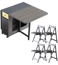 Amazon｜FUNROLUX 折りたたみダイニングテーブルセット 4人用 伸長式