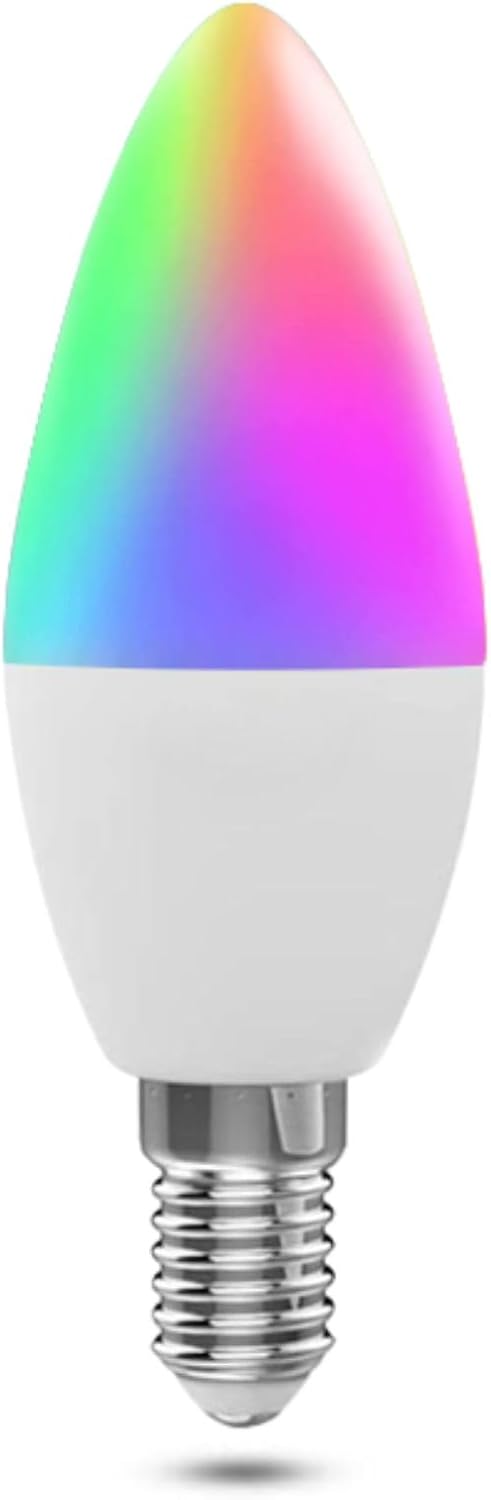 Candelabra Smart Light Bulbs 60W Equivalent, 450LM 5W LED Bulb Compatible with Alexa/Google Home, RGBCW 16 Million Color Changing Light Candle Bulb, No Hub Required, 2.4G (E12) (1)