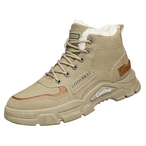Zapatos negros para hombre, zapatillas de deporte para hombre, estilo británico, botas de trabajo retro, color negro y rojo, caqui, 44 EU