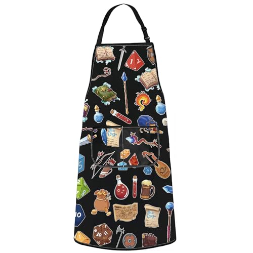 WZMPA Dungeon Master Kitchen Apron DND Gamer Gift RPG Dungeon Weapon Aprons RPG Dungeon Kitchen Merchandise Dungeon Ap
