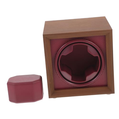 iplusmile Caja De Exhibición Enrollador De Relojes Mecánicos Automáticos De Madera Negra Nogal, Estuche Giratorio Interior Abs Rojo, 1 0 Modos Ajustables para Coleccionistas y Uso Doméstico