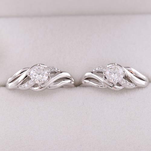 DovEggs Moissanite Earrings,Solid 10K White Gold Post 1ct Center 5mm F-G-H color Moissanite Hoop Earrings 14K Gold QUALITY Sterling Silver Earrings with Accents for Women4