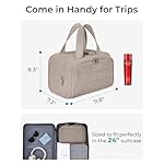 BAGSMART Travel Toiletry Bag, Crush Toiletry Bag for Women, Wide-open Puffy Toiletry Bags for Traveling, Large Travel Cosmetic Makeup Bag Organizer for Accessories,Toiletrie, Grayish Brown - Image 2