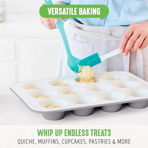 GreenLife Bakeware Healthy Ceramic Nonstick, 12 Cup Muffin and Cupcake Baking Pan, PFAS-Free, Gray - Image 7