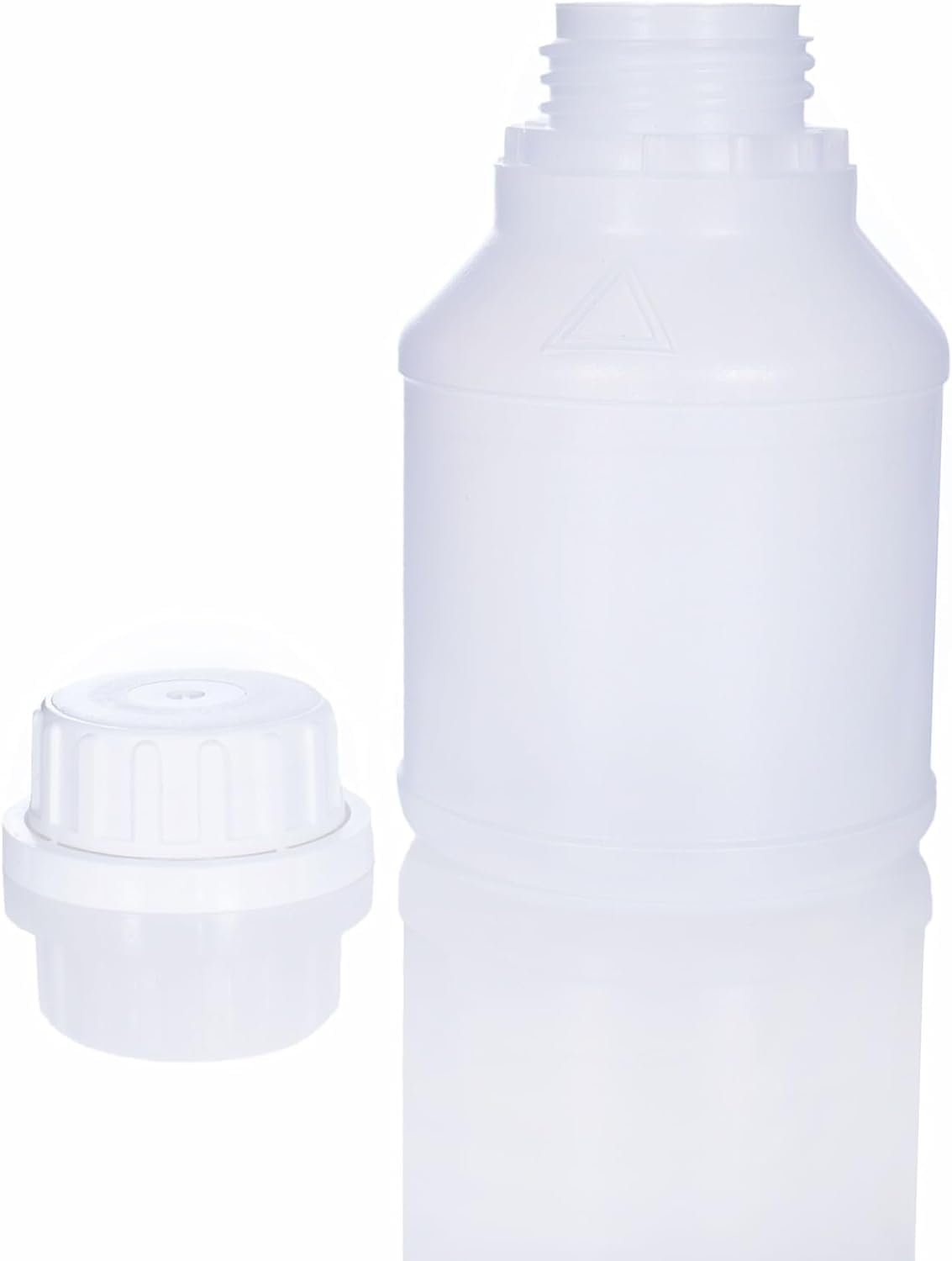 BenBow HDPE plastic bottles 50x 250ml with screw cap and scale for safe storage of liquids and chemicals - ideal for household, laboratory and industry.