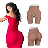 HAOKAISM Silicone Fake Big Butt Pents Hip Enhancer Buttocks Pads for Womens Drag Queens Transgender Crossdressers(US, Numeric, 26, 40, Regular, Regular, Brown)